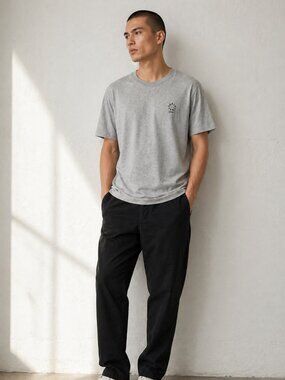 AllSaints Haven SS Crew Gray Logo Everyday Casual Tee Organic Cotton Crewneck